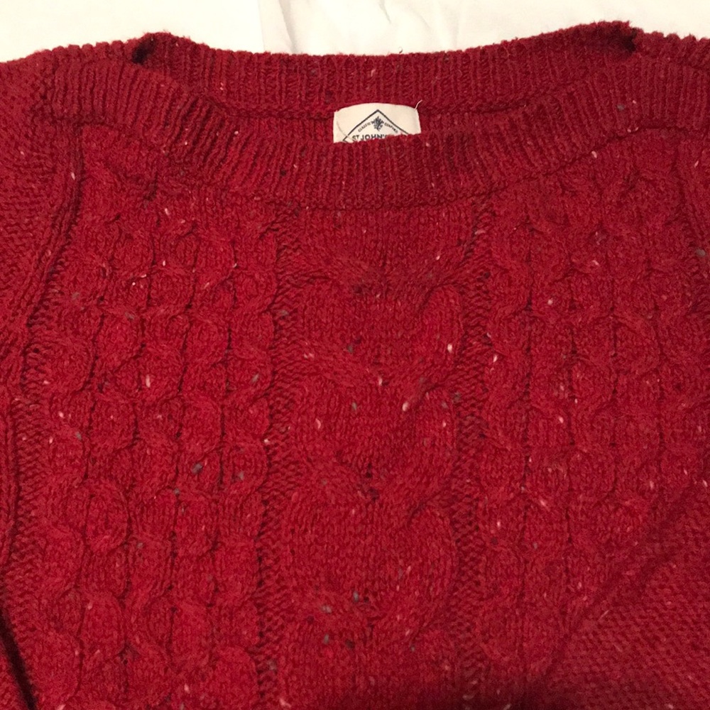 St Johns Bay GUC red multi marled sweater size med